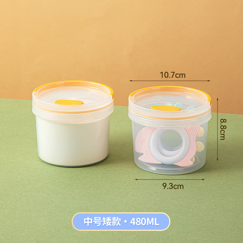 Japanese desktop round transparent storage box plastic sealed baby milk powder box food grade portable storage tank