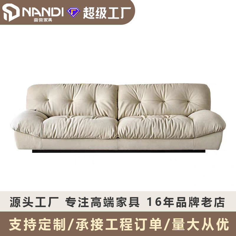Foshan factory personalized cloud sofa italian living room straight row all-in-one cream style small apartment fabric sofa