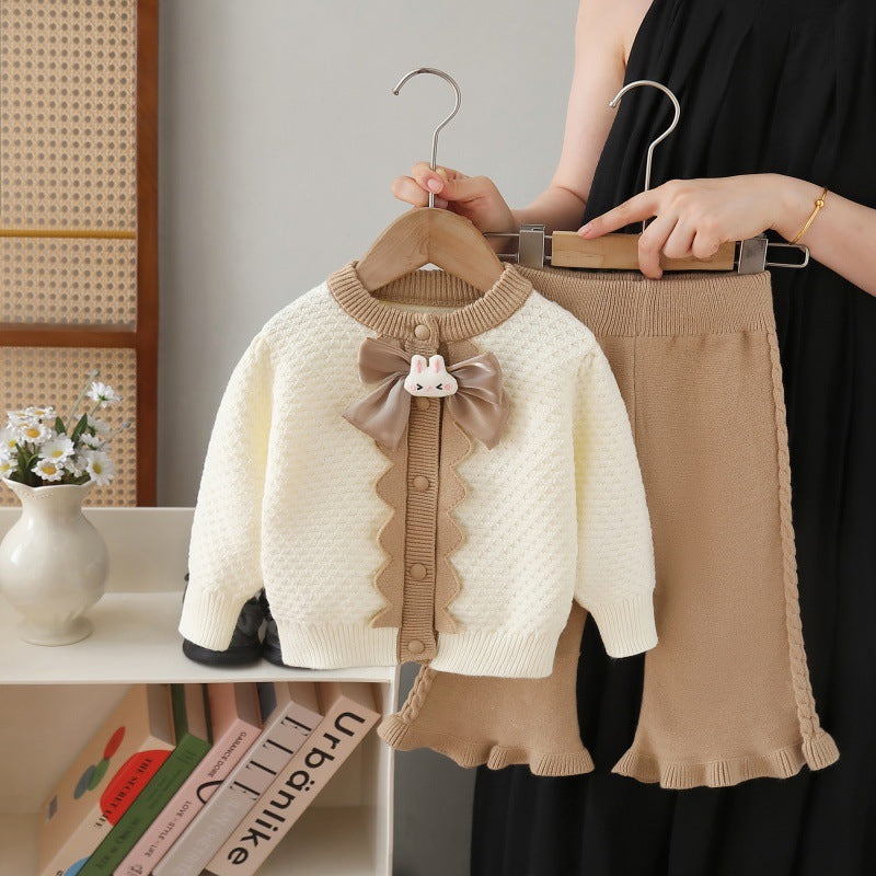 Girls' sweater cardigan -  autumn new collection - sweet princess style with bow detail