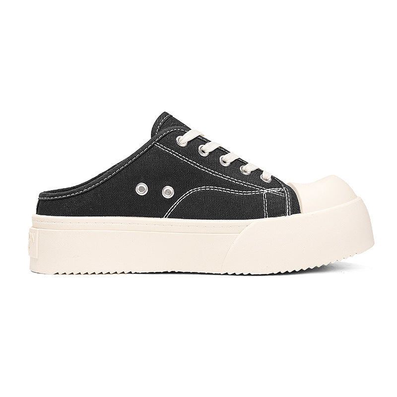 Canvas men's shoes summer breathable easiest for matchcasual big toe sneakers lazy one-leg sports heelless toe half drag
