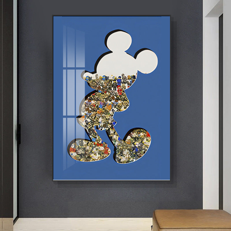 Kaws tide brand living room decorative painting modern real Lego building block cardboard floor hanging painting porch walkway crystal porcelain painting