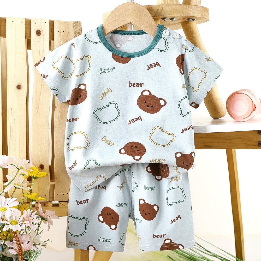 Kids' short-sleeve set: 100% cotton boys' t-shirt & baby summer outfit - girls' shorts, infant clothing, wholesale summer apparel