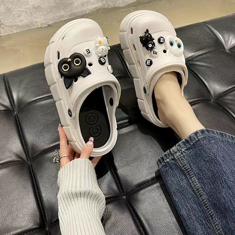 Crocs women's outwear 2025 summer new arrivalplatform shoesthick sole toe-cap half-slippers sandals easiest for matchnon-slip beach slippers