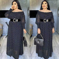 fashion dress  african plus size women's one-line high waist long skirt with belt