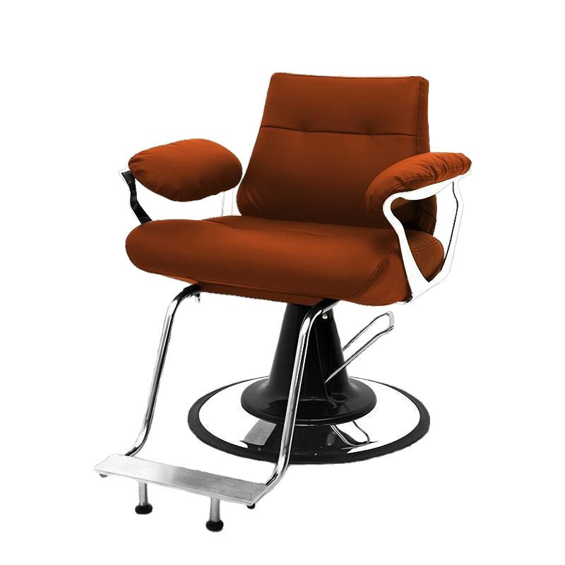 Influencer-approved barber chair - stainless steel, high-end salon chair for perming, dyeing, and cutting. features adjustable height, swivel function, and thickened padding. perfect for professional hair salons