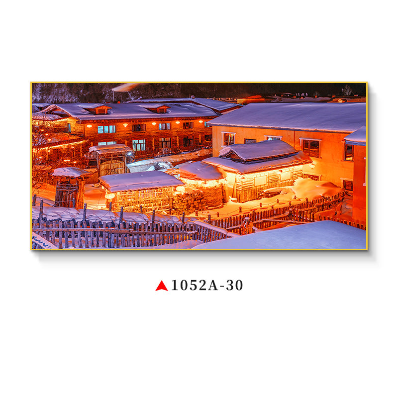 Northeast snow landscape decorative painting rural folk landscape wall painting iron pot stew restaurant farmyard light box hotel hanging painting