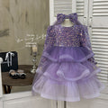 Girls' dress - new autumn  collection: stylish and sophisticated purple performance gown for baby girls, princess dress for children