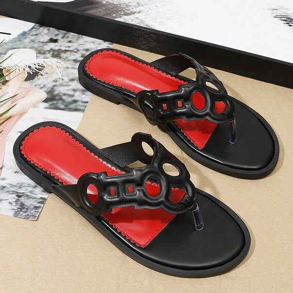 2025ch new women's low heel flat sandals & slippers - round toe, voltage laser design - cross-border e-commerce