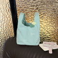 Mint green bow embroidered handbag - girly, portable mini tote bag for everyday commuting, cute storage pouch, exquisite design