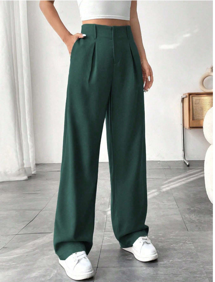 Ready-to-ship european and american style  commute-friendly, slimming, spring/summer high-waisted wide-leg pants - versatile casual suit pants/trousers