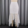 New arrivaleleganceretrohigh waist silm skirt whiteasymmetrical lacecut out hip skirtlace skirt