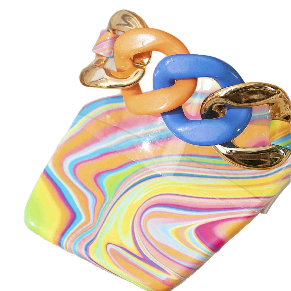 Women's flat square toe slippers sandals - colorful, vacation-ready, sexy chain detail - fashionable women's slippers & sandals