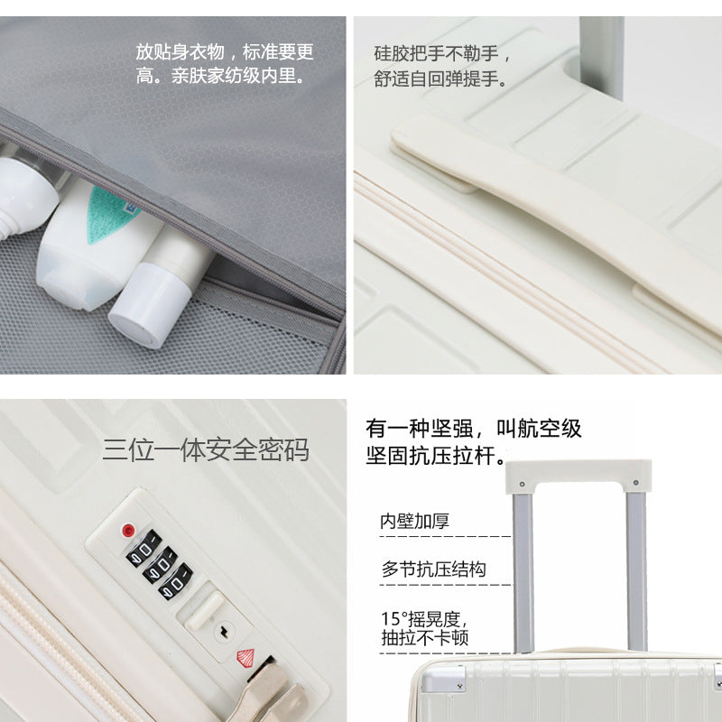 Multifunctional 20-inch suitcase with cup holder, trolley, universal silent wheel, student suitcase, travel boarding suitcase