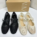 Za2025 gentle fairy style mary jane shoes 2025 spring french elegance cut outlace flats sandals