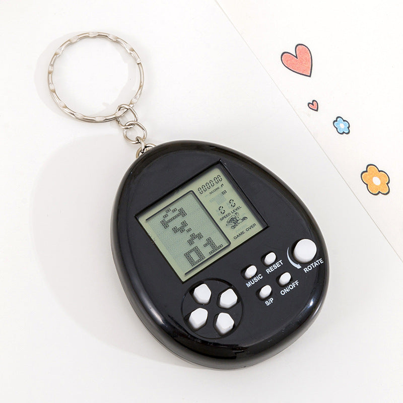 creative round keychain tetris mini game console toy handheld electronic game console charm
