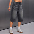Pre-sale-16008# cross-border fashionexport  new high waist fashion retro half length pants denim shorts