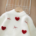 Girlsweaterthickened winternew arrivalkidsk-stylestereo heart imitation mink velvet knitted sweatersuit