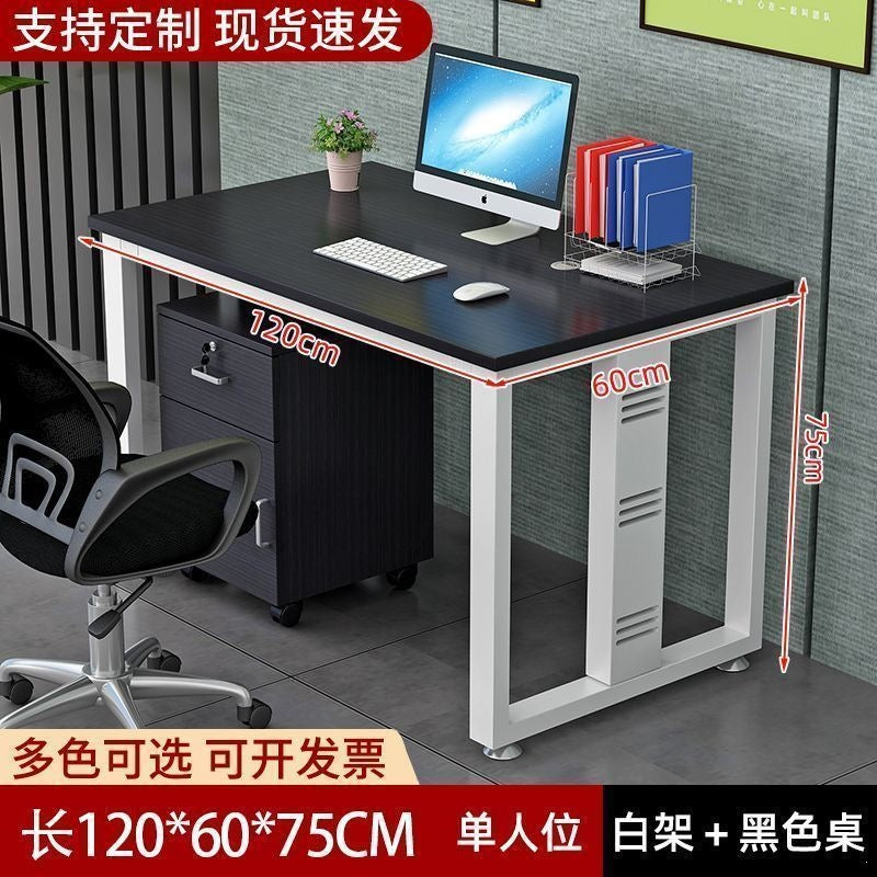 Single person office computer desk - minimalist modern office employee workstation desk and chair set - home office desk - simple executive desk