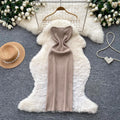 Luxury sleeveless chain strap knit dress - women's summer slimming sexy a-line dress - commute-friendly high-end maxi dress