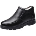 Men's winter warm cotton shoes - fleece lined, non-slip, casual high-top cotton shoes for men, elderly cotton shoes, men's leather cotton shoes for seniors