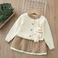 Girls' knit sweater set - new  collection: cardigan & skirt outfit with oversized collar