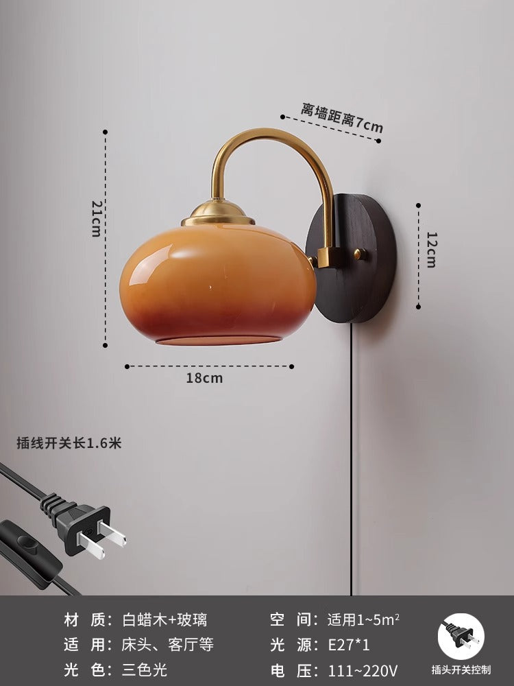 Wabi Sand cream wind antique vintage bedroom bedside wall lamp retro balcony aisle corridor background wall lamp