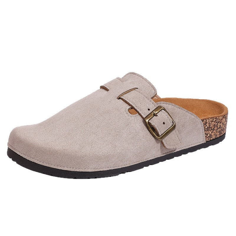 Cross-border Kenbo Bantao men's 2025 summer new cork-soled bag head cool tray shoes women wear lazy flat-soled single shoes