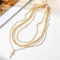 Fashion cross-border hot-selling multi-layered necklace stylish full diamond multi-layered cross pendant necklace clavicle chain