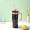 New arrival cross-border business stainless steel portable cup high-looking cartoon large capacity 316 straw with handle thermos cup