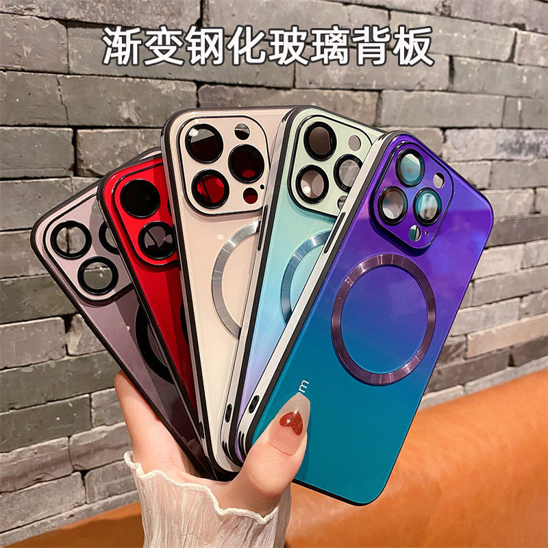 Suitable for iphone16promax gradient glass magnetic mate70 mobile phone case apple 15 lens film all-inclusive