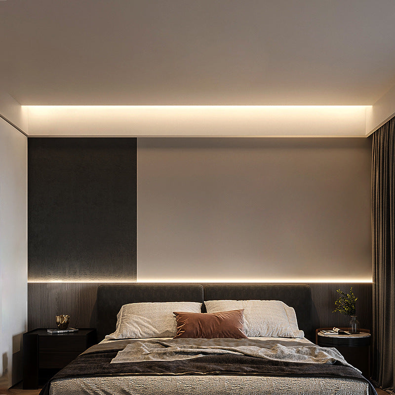 Exposed LED line light Curtain box Reflective groove light with no stroboscopic curtain washing light Living room 45 degree oblique light strip