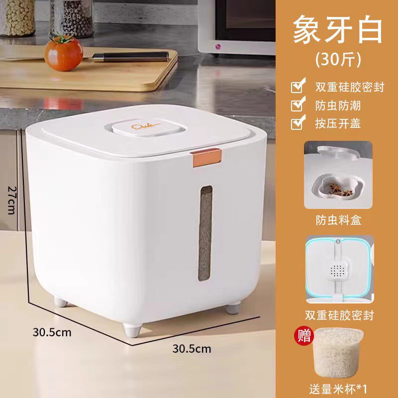 Household rice storage box Moisture-proof rice tank Sealed insect-proof surface Kitchen rice bucket Food grade flour storage tank
