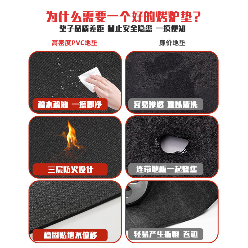 Pvc floor mat outdoor flame retardant grill outdoor double-sided insulation fireplace thickened protective waterproof protective mat
