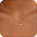 new fashion light luxury style 26 letter heart necklace, 14k gold plated minimalist versatile women's necklace