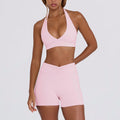 butt lift, tummy control, slimming look chest pad, running fitness shorts, halter sports intimates bra, yoga wear suit for women