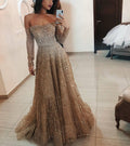 spring new arrivals:  us & eu women's shimmering bandeau long sleeve maxi dress/gown