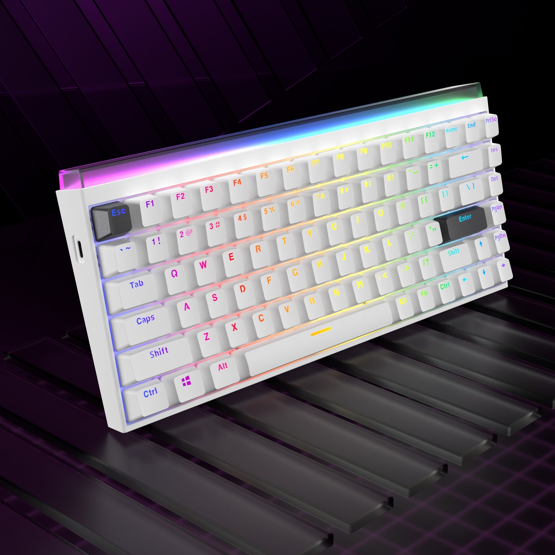 68-Key mechanical keyboard Customized mechanical wired RGB light box Full-key no-punch two-color injection molding key