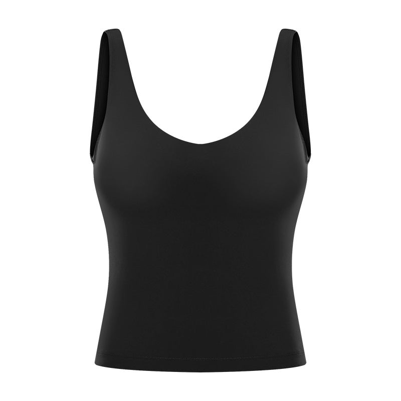 Spring/summer v-neck long yoga tank top for women - u-back, skin-friendly, nude feel, slimming yoga top dt039
