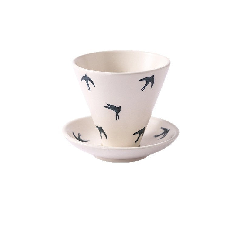 Creative niche style ceramic coffee cup and saucer suitjapanese style mug retro stoneware latte latte cup gift box