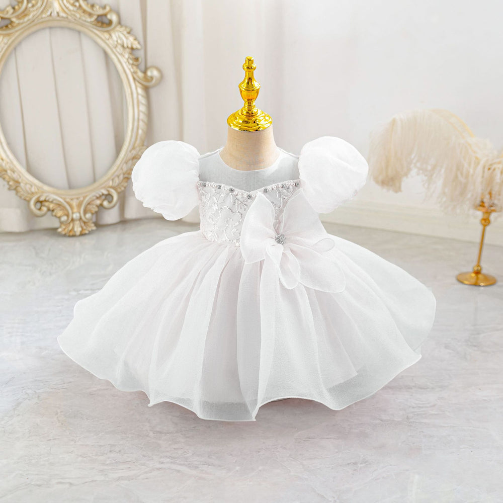 New arrival: children's formal dress - bowknot, puff sleeves, tiered princess dress for flower girls