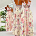 summer fashion casual european and american cross-border spaghetti strap printed v-neck slim-fit in-stock dress - elegant women's apparel