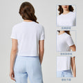 Summer crew neck yoga top - short, loose fit, quick-dry, women's lightweight & breathable activewear t-shirt d25016