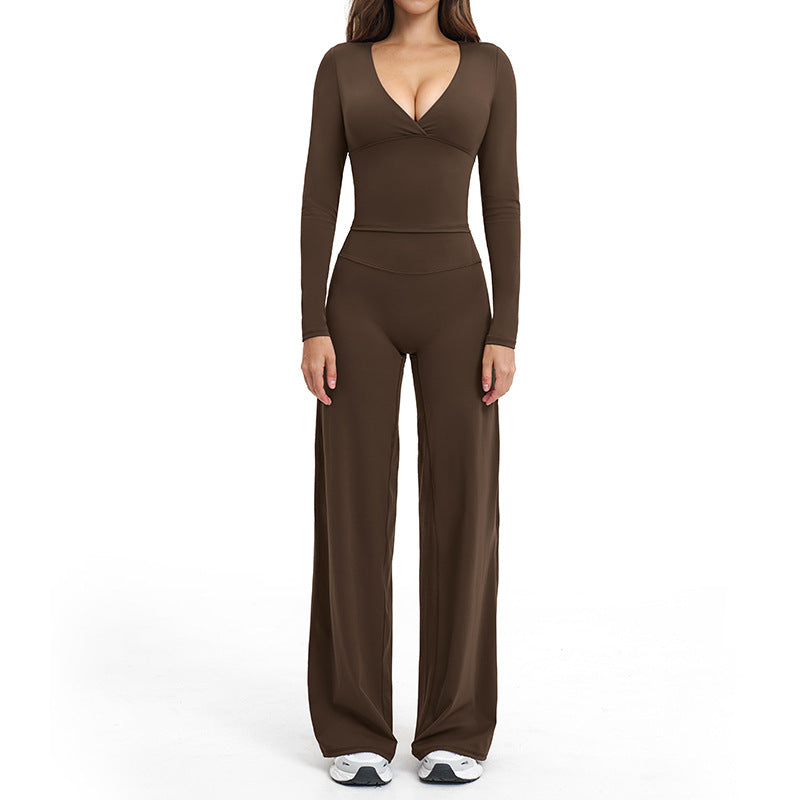 brushed new arrival yoga suit silmslimming look quick-drying fitness clothes outdoor running sports suit for women 4520