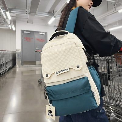 Vintage flip-top backpack for high school students, fashionable casual travel backpack for couples, large capacity backpack for female college students