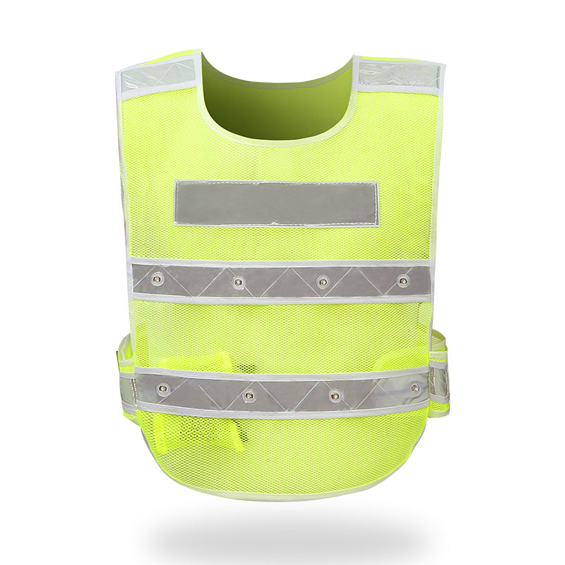 Breathable red and blue flash vest highway patrol construction vest printing LED rechargeable reflective vest with flash light