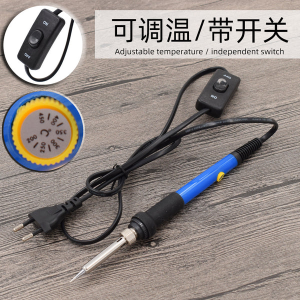Temperature control electric soldering iron with switch indicator light Blue adjustable electric soldering iron Ceramic 110v220v US standard European standard British standard