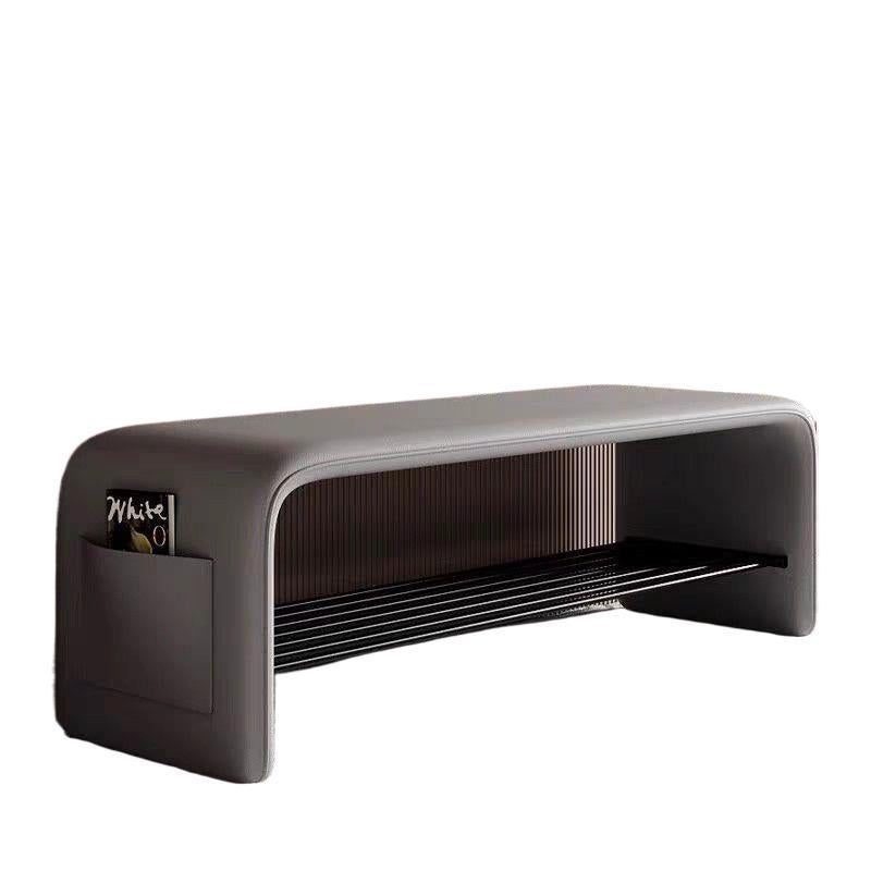 Italian normcore shoe changing stool modern accessible luxury soft bag bench black leather entrance stool for home entrance shoe stool