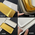 Custom korean style 304 stainless steel rectangular cafe tray cake plate commercial gold bbq plate flat plate