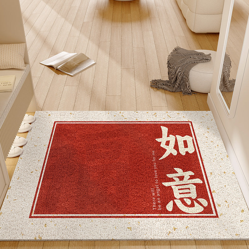 Entrance door mat, anti-slip red festive stain-resistant coil mat, no-wash wipeable  new arrival doormat