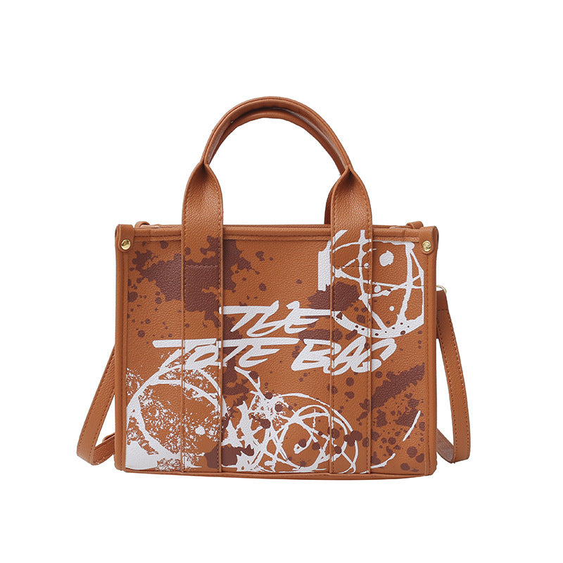 New small tote bag - cross-border women's bag - light luxury, large capacity commuter handbag - printed graffiti crossbody bag